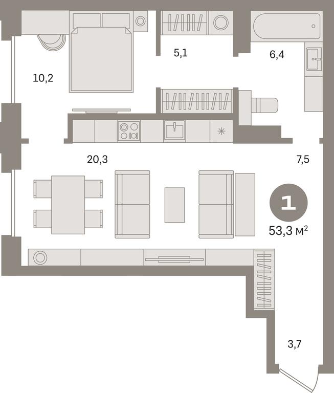 1-BD Apartment Sale, 53.2平方米 at Kvartal «MONS», Ogorodny Drive, Moscow, Russia #1 1-BD Apartment Sale, 53.2平方米 at Kvartal «MONS», Ogorodny Drive, Moscow, Russia #1