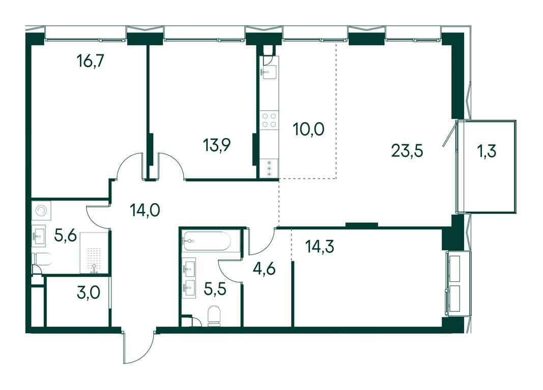 3-BD Apartment Sale, 112.6 sq. m. at Primavera, Volokolamskoye Highway, вл67, Moscow, Russia #1
