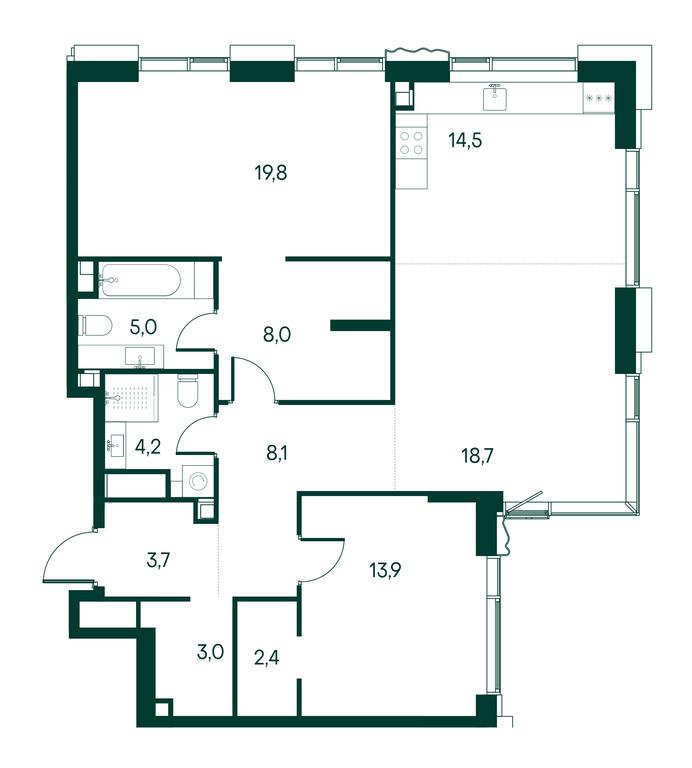 2-BD Apartment Sale, 101.8 sq. m. at Primavera, Volokolamskoye Highway, вл67, Moscow, Russia #1 2-BD Apartment Sale, 101.8 sq. m. at Primavera, Volokolamskoye Highway, вл67, Moscow, Russia #1