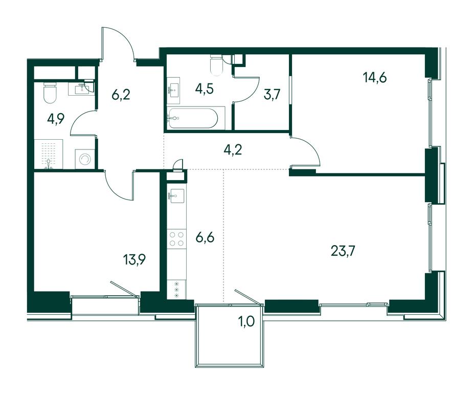 2-BD Apartment Sale, 83.5 sq. m. at Primavera, Volokolamskoye Highway, вл67, Moscow, Russia #1