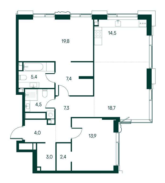 2-BD Apartment Sale, 101.4平方米 at Primavera, Volokolamskoye Highway, вл67, Moscow, Russia #1 2-BD Apartment Sale, 101.4平方米 at Primavera, Volokolamskoye Highway, вл67, Moscow, Russia #1