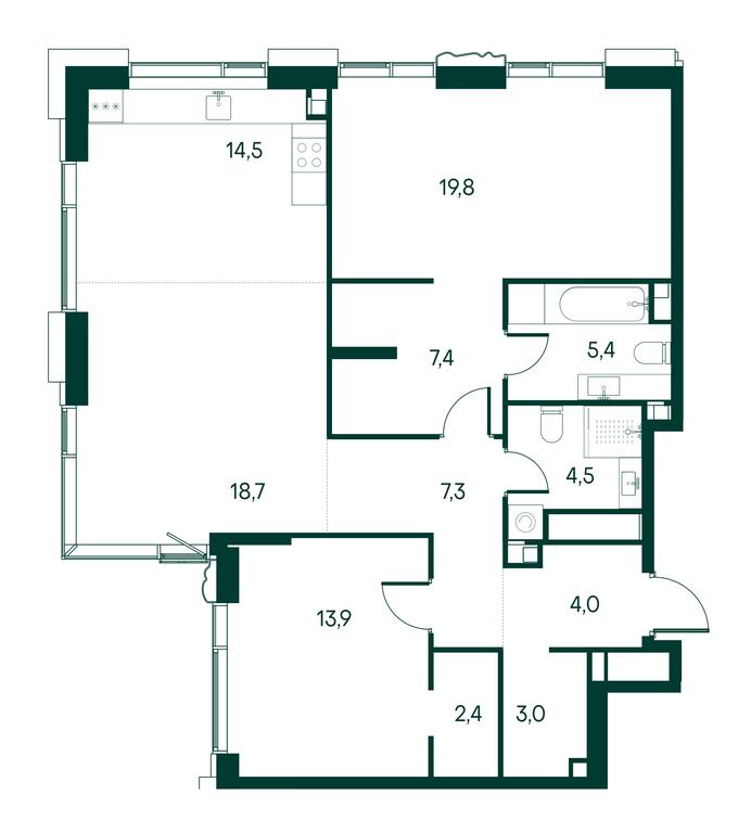 2-BD Apartment Sale, 101.4 sq. m. at Primavera, Volokolamskoye Highway, вл67, Moscow, Russia #1 2-BD Apartment Sale, 101.4 sq. m. at Primavera, Volokolamskoye Highway, вл67, Moscow, Russia #1