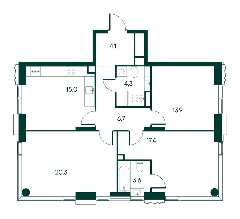 3-BD Apartment Sale, 85.6 sq. m. at Primavera, Volokolamskoye Highway, вл67, Moscow, Russia #1 3-BD Apartment Sale, 85.6 sq. m. at Primavera, Volokolamskoye Highway, вл67, Moscow, Russia #1