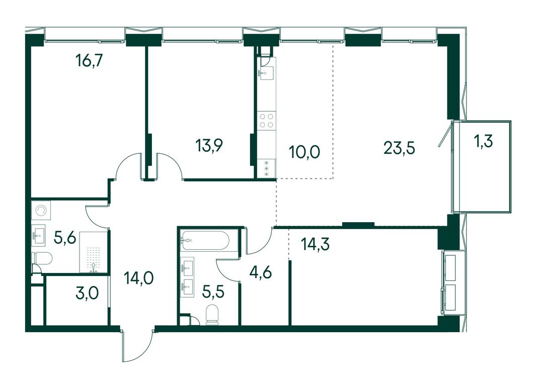 3-BD Apartment Sale, 112.7 sq. m. at Primavera, Volokolamskoye Highway, вл67, Moscow, Russia #1