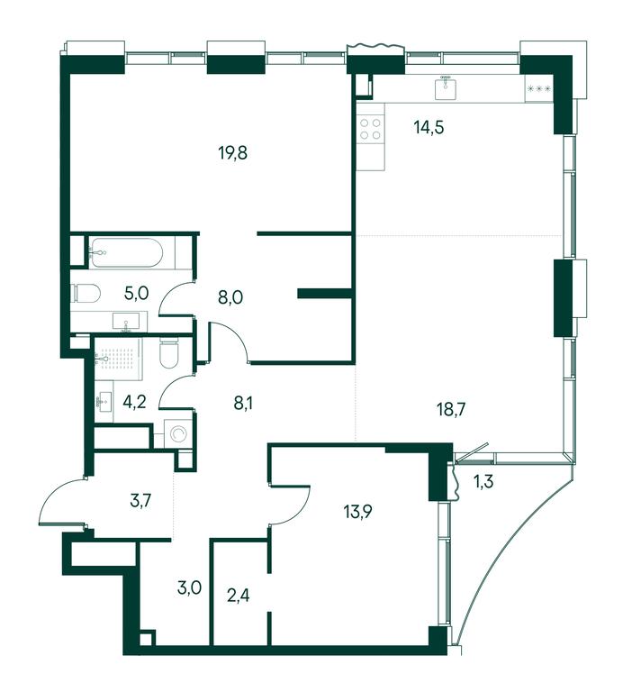 2-BD Apartment Sale, 103.2平方米 at Primavera, Volokolamskoye Highway, вл67, Moscow, Russia #1 2-BD Apartment Sale, 103.2平方米 at Primavera, Volokolamskoye Highway, вл67, Moscow, Russia #1