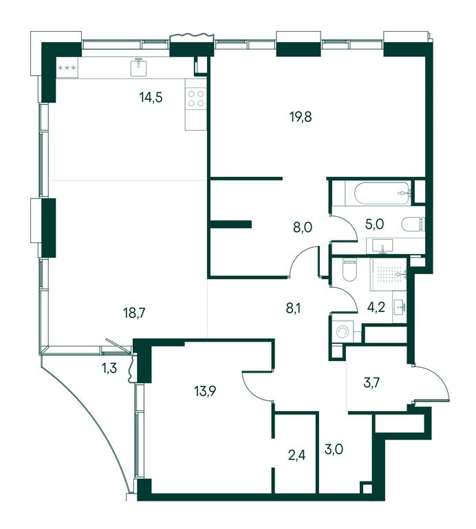 2-BD Apartment Sale, 103.2 sq. m. at Primavera, Volokolamskoye Highway, вл67, Moscow, Russia #1