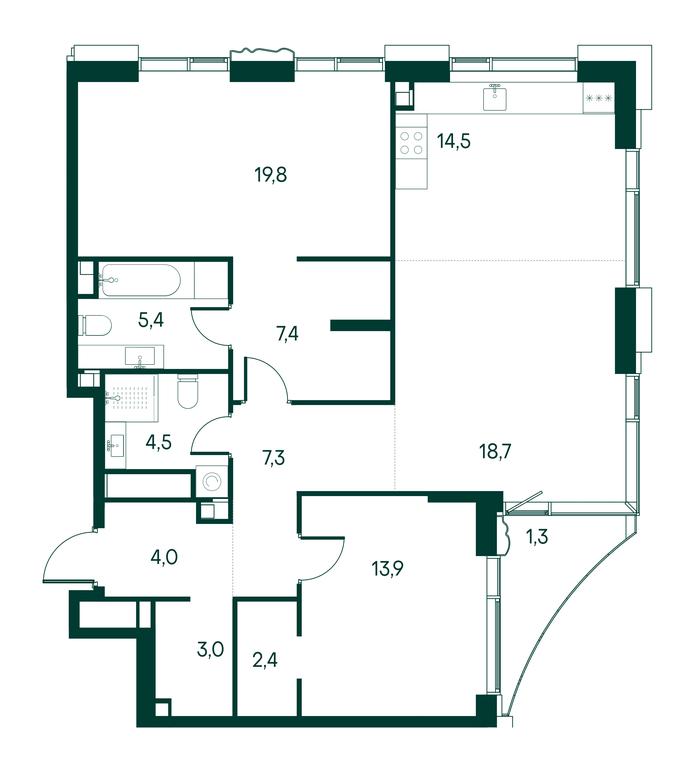 2-BD Apartment Sale, 102.8平方米 at Primavera, Volokolamskoye Highway, вл67, Moscow, Russia #1 2-BD Apartment Sale, 102.8平方米 at Primavera, Volokolamskoye Highway, вл67, Moscow, Russia #1