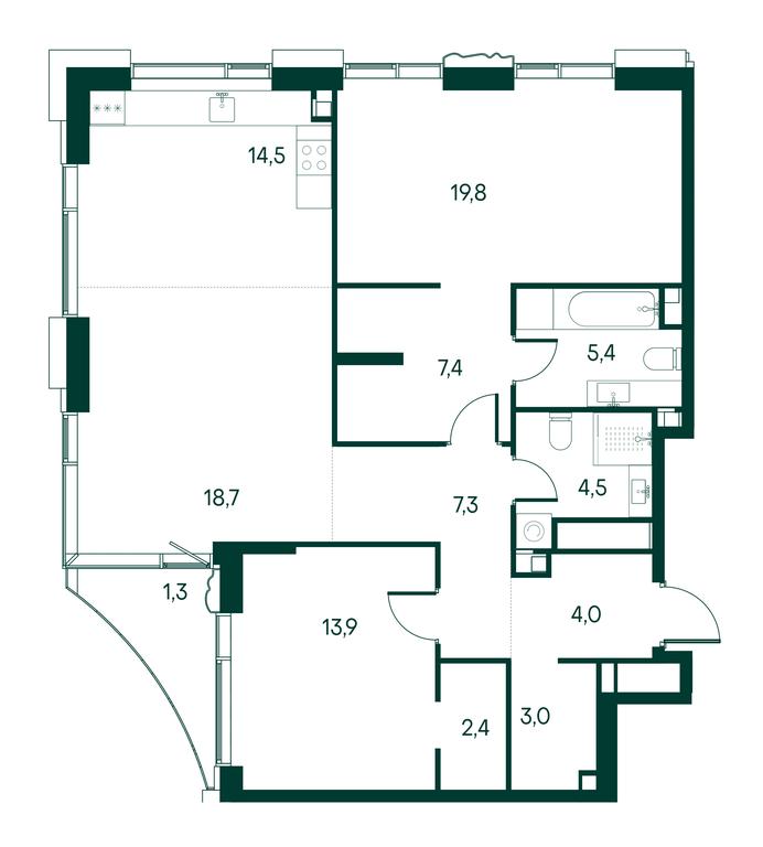 2-BD Apartment Sale, 102.8平方米 at Primavera, Volokolamskoye Highway, вл67, Moscow, Russia #1 2-BD Apartment Sale, 102.8平方米 at Primavera, Volokolamskoye Highway, вл67, Moscow, Russia #1