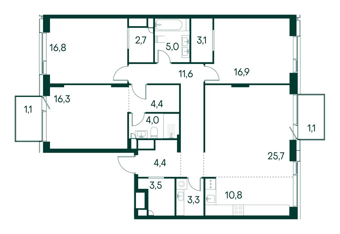3-BD Apartment Sale, 130.9 sq. m. at Primavera, Volokolamskoye Highway, вл67, Moscow, Russia #1