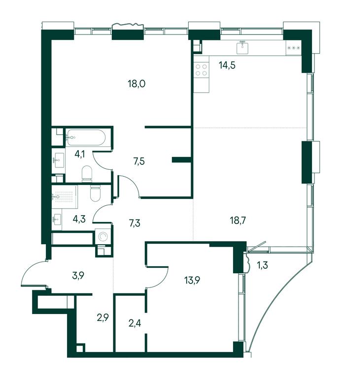 2-BD Apartment Sale, 99.7 sq. m. at Primavera, Volokolamskoye Highway, вл67, Moscow, Russia #1 2-BD Apartment Sale, 99.7 sq. m. at Primavera, Volokolamskoye Highway, вл67, Moscow, Russia #1