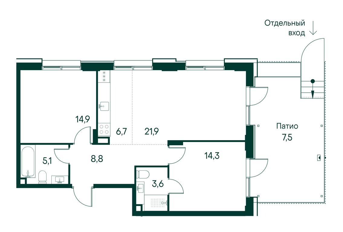 2-BD Apartment Sale, 83.5 sq. m. at Primavera, Volokolamskoye Highway, вл67, Moscow, Russia #1 2-BD Apartment Sale, 83.5 sq. m. at Primavera, Volokolamskoye Highway, вл67, Moscow, Russia #1