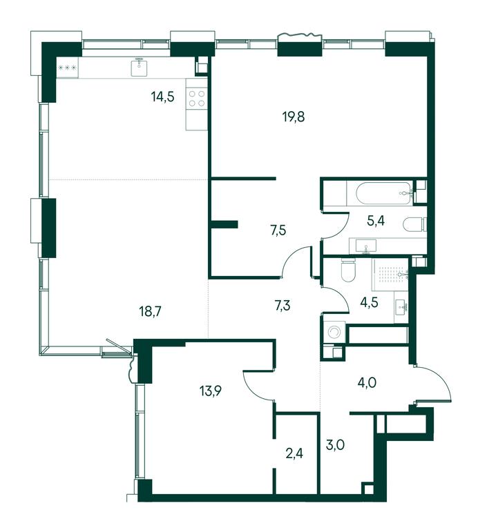 2-BD Apartment Sale, 101.5 sq. m. at Primavera, Volokolamskoye Highway, вл67, Moscow, Russia #1 2-BD Apartment Sale, 101.5 sq. m. at Primavera, Volokolamskoye Highway, вл67, Moscow, Russia #1