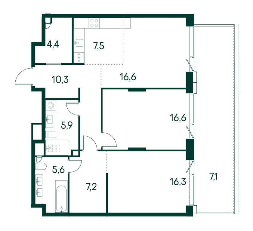 2-BD Apartment Sale, 97.6平方米 at Primavera, Volokolamskoye Highway, вл67, Moscow, Russia #1