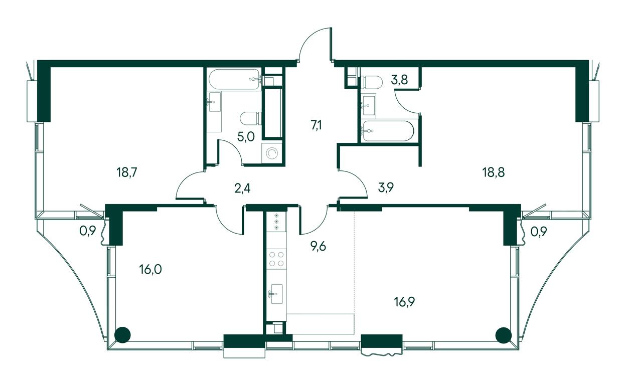 3-BD Apartment Sale, 104.5平方米 at Primavera, Volokolamskoye Highway, вл67, Moscow, Russia #1