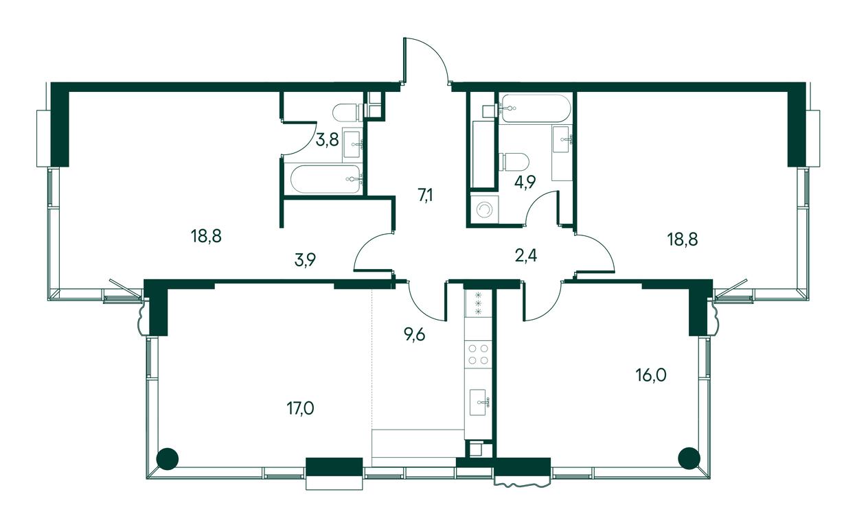 3-BD Apartment Sale, 102.5 sq. m. at Primavera, Volokolamskoye Highway, вл67, Moscow, Russia #1 3-BD Apartment Sale, 102.5 sq. m. at Primavera, Volokolamskoye Highway, вл67, Moscow, Russia #1