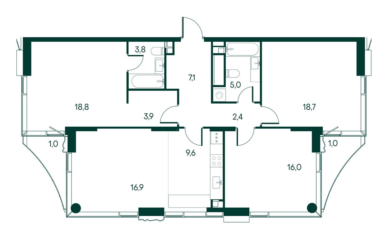 3-BD Apartment Sale, 104.5 sq. m. at Primavera, Volokolamskoye Highway, вл67, Moscow, Russia #1