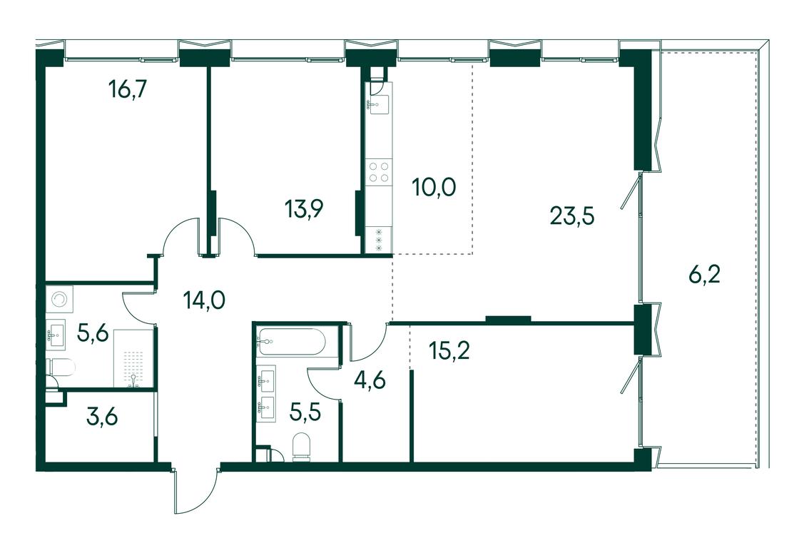 3-BD Apartment Sale, 119.4平方米 at Primavera, Volokolamskoye Highway, вл67, Moscow, Russia #1