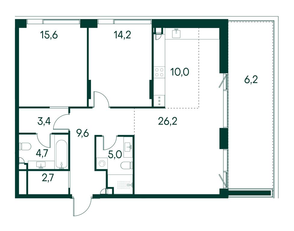 2-BD Apartment Sale, 97.7平方米 at Primavera, Volokolamskoye Highway, вл67, Moscow, Russia #1
