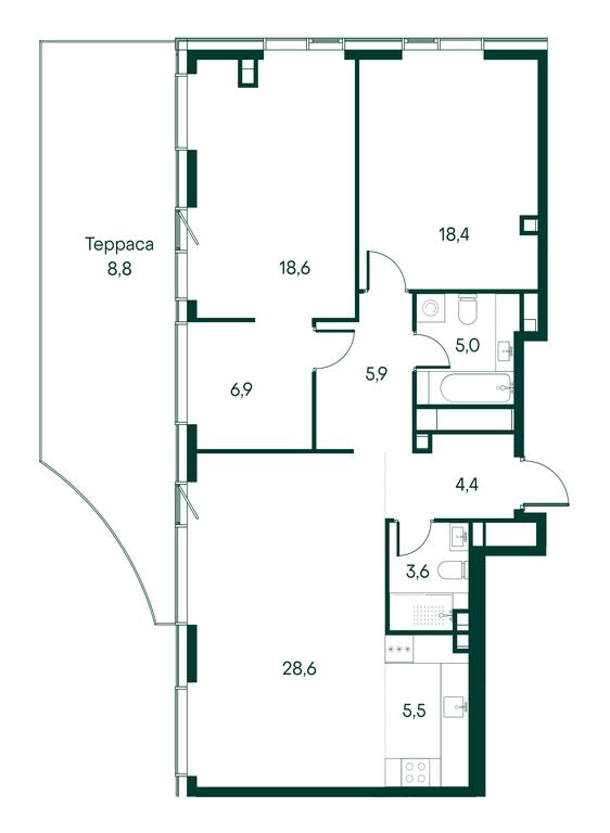 2-BD Apartment Sale, 106 sq. m. at Primavera, Volokolamskoye Highway, вл67, Moscow, Russia #1