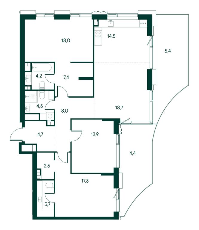 3-BD Apartment Sale, 128.2 sq. m. at Primavera, Volokolamskoye Highway, вл67, Moscow, Russia #1