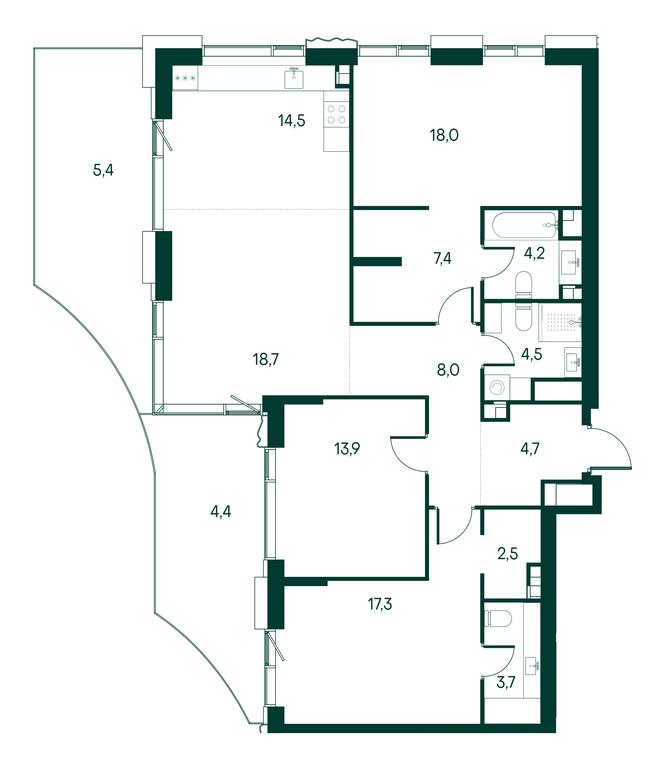 3-BD Apartment Sale, 128.2 sq. m. at Primavera, Volokolamskoye Highway, вл67, Moscow, Russia #1