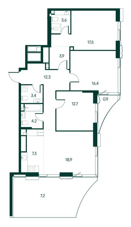 3-BD Apartment Sale, 108.6平方米 at Primavera, Volokolamskoye Highway, вл67, Moscow, Russia #1