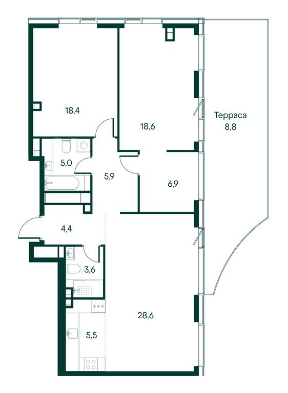 2-BD Apartment Sale, 106 sq. m. at Primavera, Volokolamskoye Highway, вл67, Moscow, Russia #1