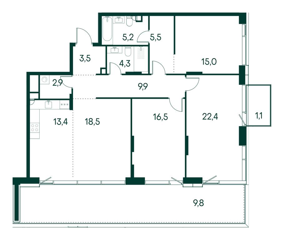 3-BD Apartment Sale, 128.1 sq. m. at Primavera, Volokolamskoye Highway, вл67, Moscow, Russia #1 3-BD Apartment Sale, 128.1 sq. m. at Primavera, Volokolamskoye Highway, вл67, Moscow, Russia #1