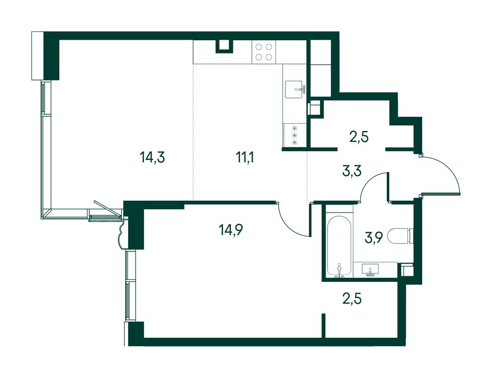 1-BD Apartment Sale, 52.5平方米 at Primavera, Volokolamskoye Highway, вл67, Moscow, Russia #1