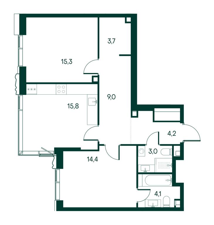2-BD Apartment Sale, 69.5平方米 at Primavera, Volokolamskoye Highway, вл67, Moscow, Russia #1
