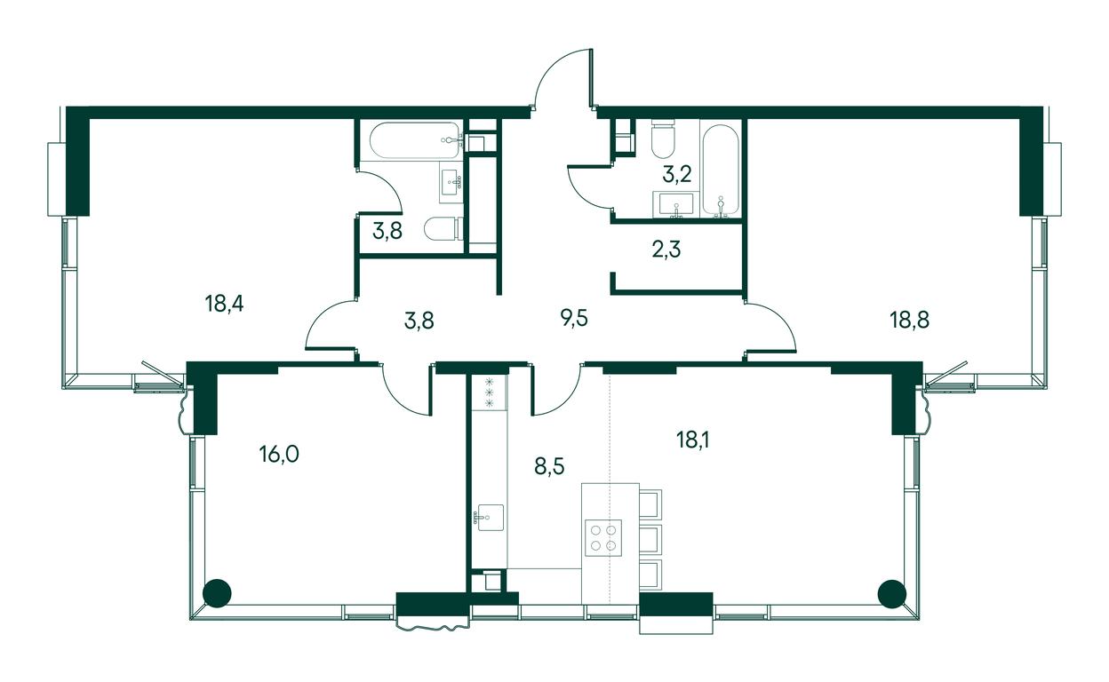 3-BD Apartment Sale, 102.5 sq. m. at Primavera, Volokolamskoye Highway, вл67, Moscow, Russia #1 3-BD Apartment Sale, 102.5 sq. m. at Primavera, Volokolamskoye Highway, вл67, Moscow, Russia #1