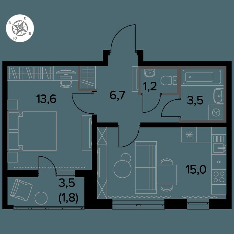 1-BD Apartment Sale, 42.1 sq. m. at Yzhnaya Bitsa, Yuzhnaya Bitsa Residential Complex, posyolok Bittsa, Leninskiy City District, Moscow Region, Russia #1 1-BD Apartment Sale, 42.1 sq. m. at Yzhnaya Bitsa, Yuzhnaya Bitsa Residential Complex, posyolok Bittsa, Leninskiy City District, Moscow Region, Russia #1