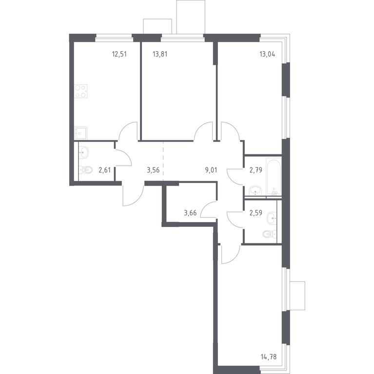 2-BD Apartment Sale, 78.36 sq. m. at Mytishchi Park, Silikatnaya ulitsa, 41к3, Mytischi, Moscow Region, Russia #1 2-BD Apartment Sale, 78.36 sq. m. at Mytishchi Park, Silikatnaya ulitsa, 41к3, Mytischi, Moscow Region, Russia #1