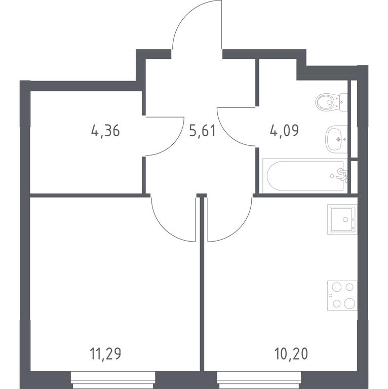 Apartment Sale, 35.55 sq. m. at Mytishchi Park, Silikatnaya ulitsa, 41к3, Mytischi, Moscow Region, Russia #1