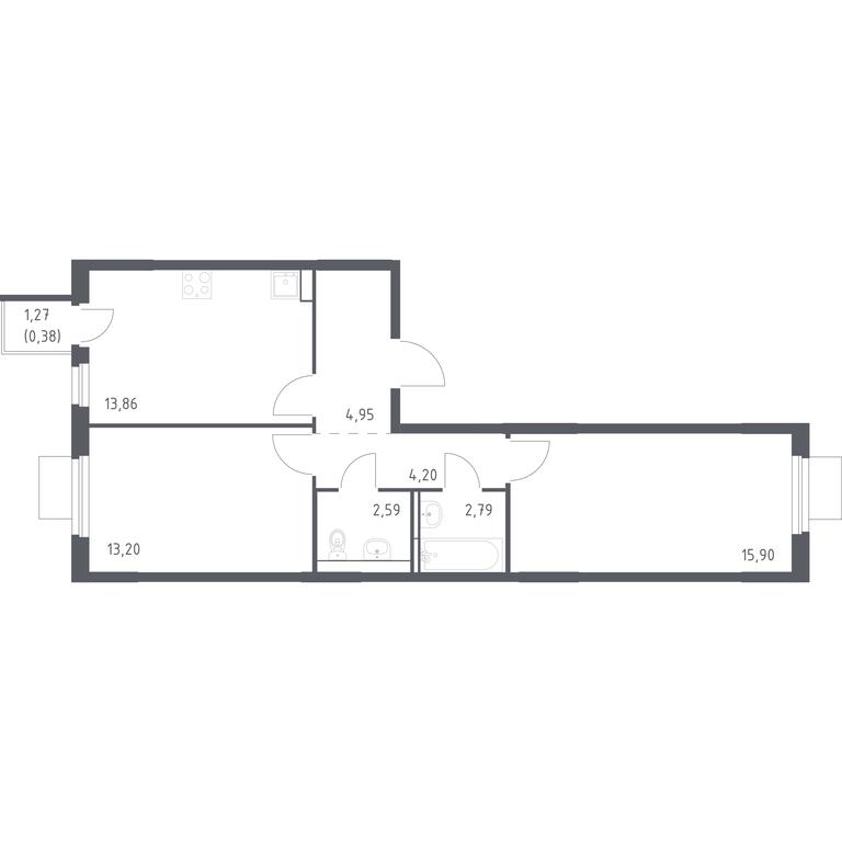 1-BD Apartment Sale, 57.87平方米 at Mytishchi Park, Silikatnaya ulitsa, 41к3, Mytischi, Moscow Region, Russia #1 1-BD Apartment Sale, 57.87平方米 at Mytishchi Park, Silikatnaya ulitsa, 41к3, Mytischi, Moscow Region, Russia #1