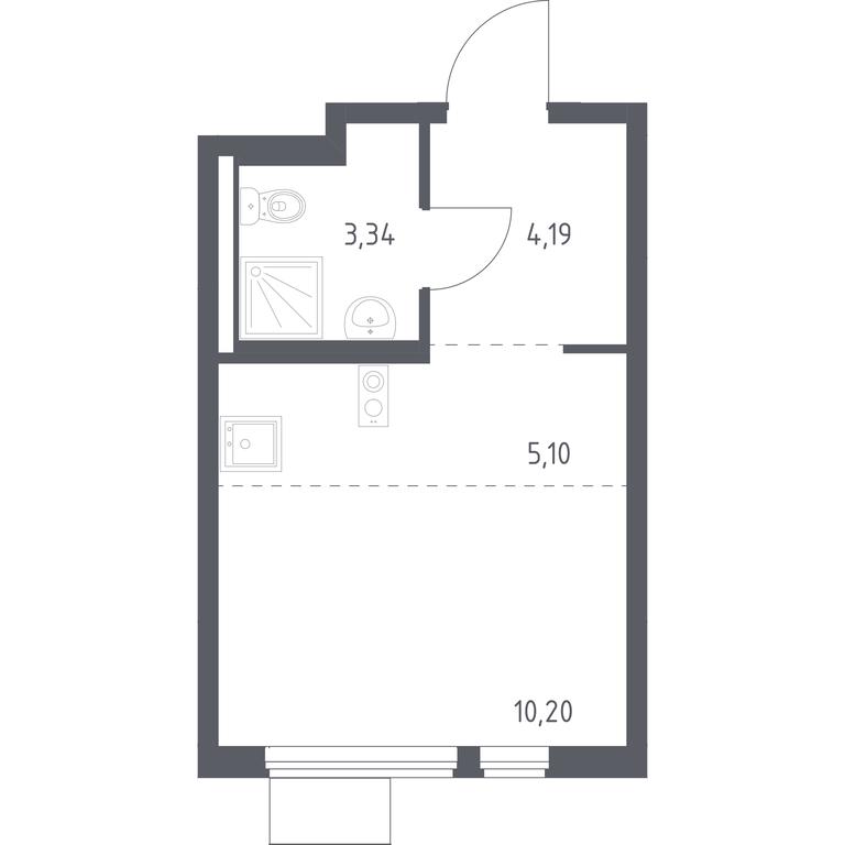 Apartment Sale, 22.83 sq. m. at Gorki Park, Shkolnaya ulitsa, 2, derevnya Korobovo, Leninskiy City District, Moscow Region, Russia #1