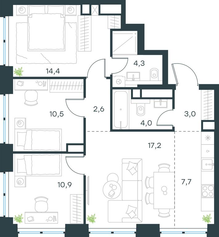 3-BD Apartment Sale, 74.6 sq. m. at Level Zvenigorodskaya, 3rd Silikatny Drive, 6к1, Moscow, Russia #1 3-BD Apartment Sale, 74.6 sq. m. at Level Zvenigorodskaya, 3rd Silikatny Drive, 6к1, Moscow, Russia #1