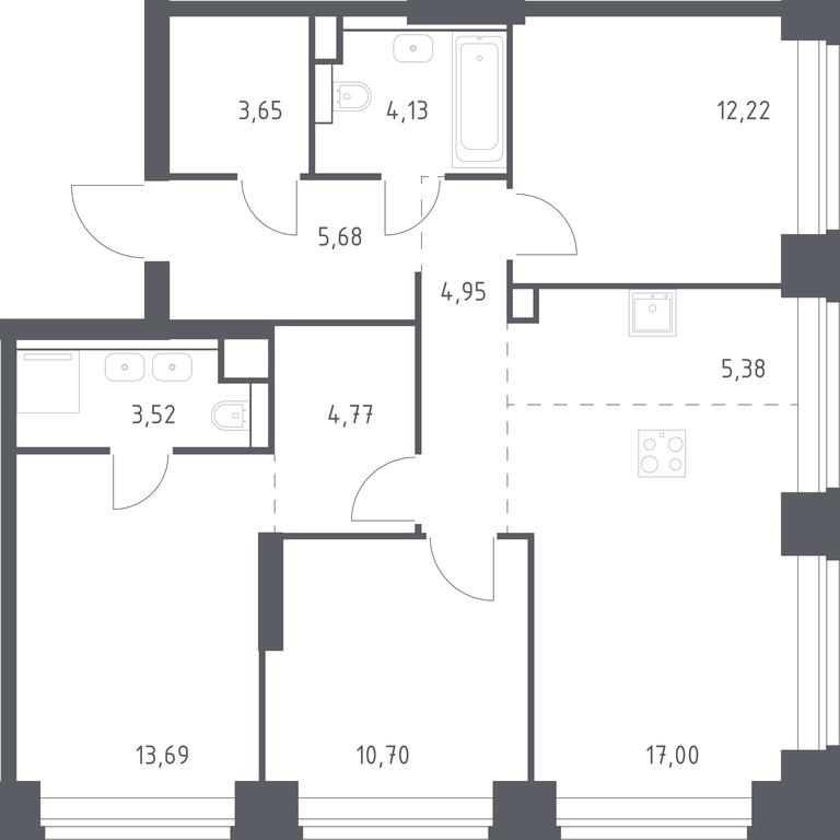 2-BD Apartment Sale, 85.69 sq. m. at Nova, Bratyev Fonchenko Street, вл21, Moscow, Russia #1 2-BD Apartment Sale, 85.69 sq. m. at Nova, Bratyev Fonchenko Street, вл21, Moscow, Russia #1