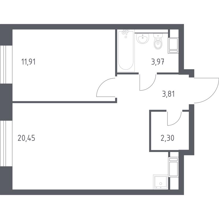 Apartment Sale, 42.44平方米 at MirrorZdanie, Oktyabrskaya Street, 98, Moscow, Russia #1