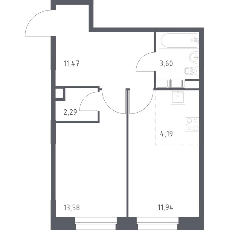 Apartment Sale, 47.07 sq. m. at Eko Bunino, prospekt Kuprina, 34к1, Sosenskoye Settlement, Moscow, Russia #1