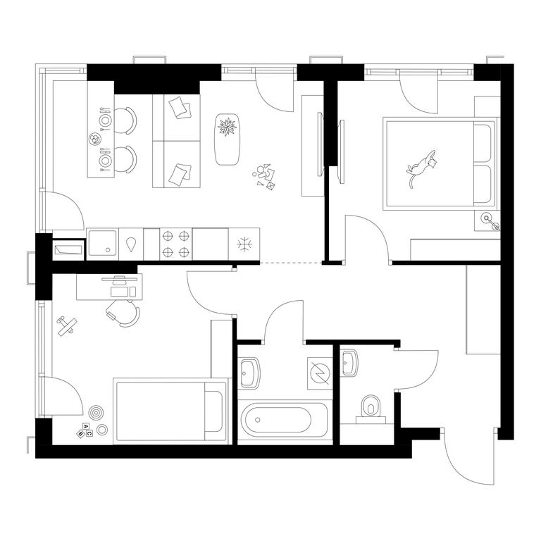 2-BD Apartment Sale, 47.9 sq. m. at Irtyshskiy Kvartal, 2nd Irtyshsky Drive, Moscow, Russia #1