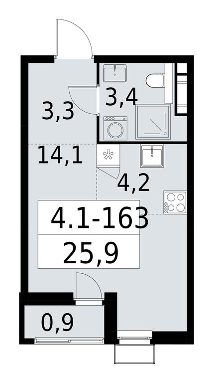 Apartment Sale, 25.9平方米 at Yzhnye Sady, Yuzhnye Sady Residential Complex, Moscow, Russia #1