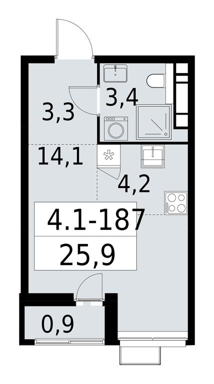 Apartment Sale, 25.9平方米 at Yzhnye Sady, Yuzhnye Sady Residential Complex, Moscow, Russia #1 Apartment Sale, 25.9平方米 at Yzhnye Sady, Yuzhnye Sady Residential Complex, Moscow, Russia #1