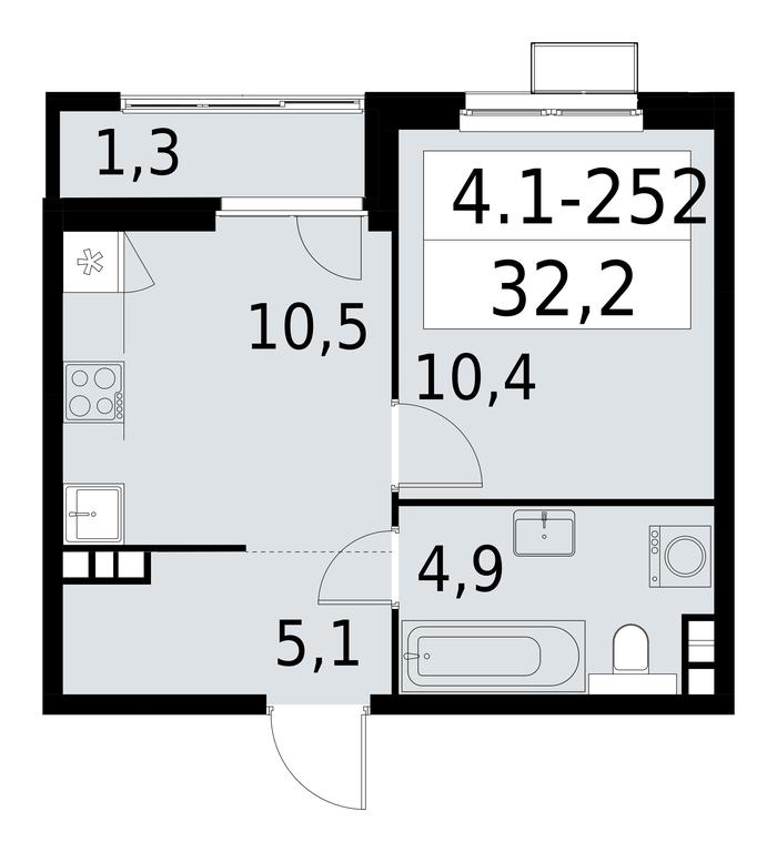 Apartment Sale, 32.2 sq. m. at Yzhnye Sady, Yuzhnye Sady Residential Complex, Moscow, Russia #1