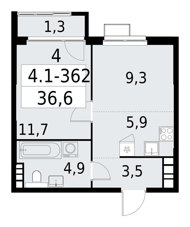 1-BD Apartment Sale, 36.6平方米 at Yzhnye Sady, Yuzhnye Sady Residential Complex, Moscow, Russia #1 1-BD Apartment Sale, 36.6平方米 at Yzhnye Sady, Yuzhnye Sady Residential Complex, Moscow, Russia #1