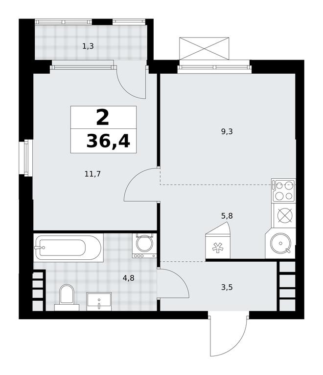 1-BD Apartment Sale, 36.4平方米 at Yzhnye Sady, Yuzhnye Sady Residential Complex, Moscow, Russia #2 1-BD Apartment Sale, 36.4平方米 at Yzhnye Sady, Yuzhnye Sady Residential Complex, Moscow, Russia #2