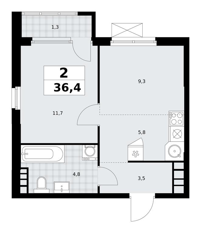 1-BD Apartment Sale, 36.4平方米 at Yzhnye Sady, Yuzhnye Sady Residential Complex, Moscow, Russia #2 1-BD Apartment Sale, 36.4平方米 at Yzhnye Sady, Yuzhnye Sady Residential Complex, Moscow, Russia #2