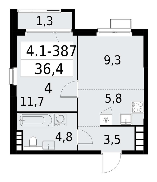 1-BD Apartment Sale, 36.4 sq. m. at Yzhnye Sady, Yuzhnye Sady Residential Complex, Moscow, Russia #1 1-BD Apartment Sale, 36.4 sq. m. at Yzhnye Sady, Yuzhnye Sady Residential Complex, Moscow, Russia #1