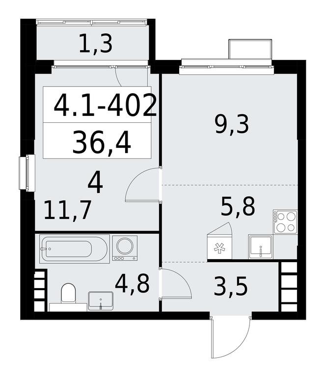 1-BD Apartment Sale, 36.4平方米 at Yzhnye Sady, Yuzhnye Sady Residential Complex, Moscow, Russia #1 1-BD Apartment Sale, 36.4平方米 at Yzhnye Sady, Yuzhnye Sady Residential Complex, Moscow, Russia #1