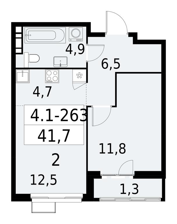1-BD Apartment Sale, 41.7平方米 at Yzhnye Sady, Yuzhnye Sady Residential Complex, Moscow, Russia #1 1-BD Apartment Sale, 41.7平方米 at Yzhnye Sady, Yuzhnye Sady Residential Complex, Moscow, Russia #1